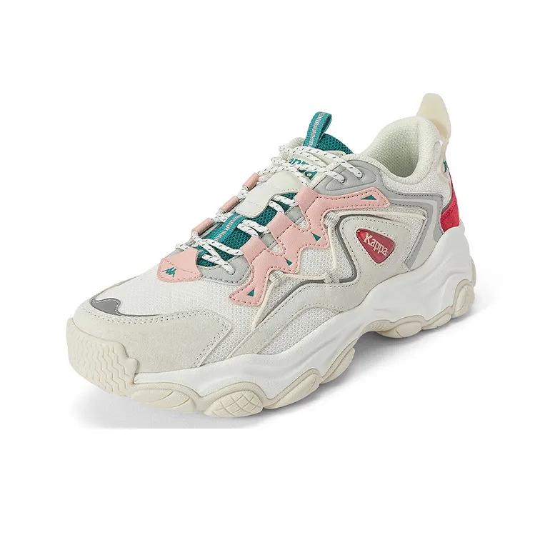 Kappa Abrasion Resistant Low Top Chunky Sneakers Women's Gray Beige Purple-1