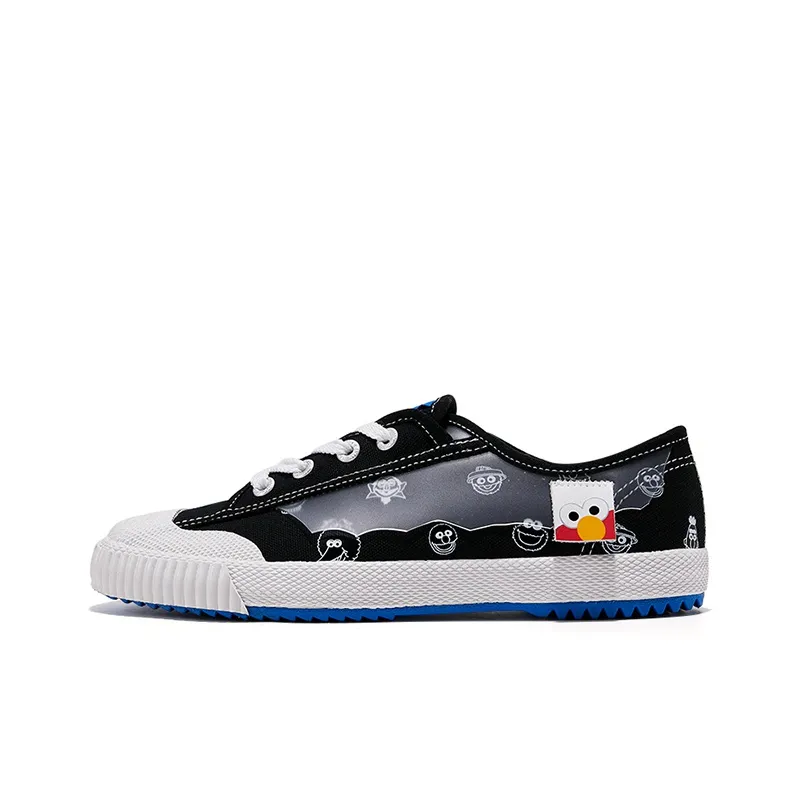 SESAME STREET x Feiyue Abrasion Resistant, Breathable, Lightweight Low Top Canvas Shoes Women's Black-0
