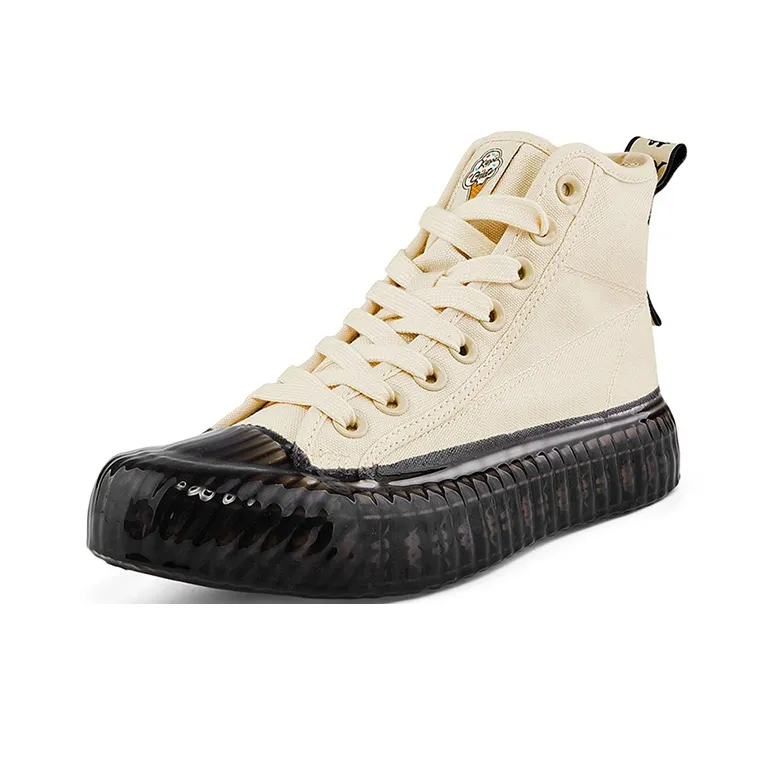 Kappa Anti Slip Wear Resistant High Top Canvas Shoes Unisex White Black-1