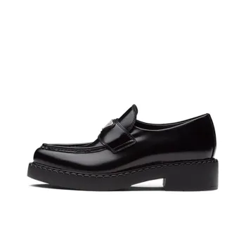 PRADA Brushed Leather Pointy Monolith Loafers 'Black' Women's