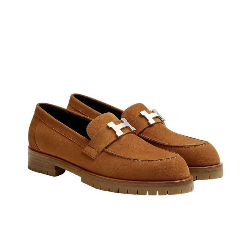 HERMES Casual Single Shoes Women's Brown-1