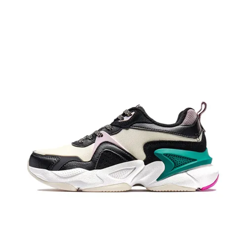 XTEP Chunky Sneakers Women's Low Top Black Rice