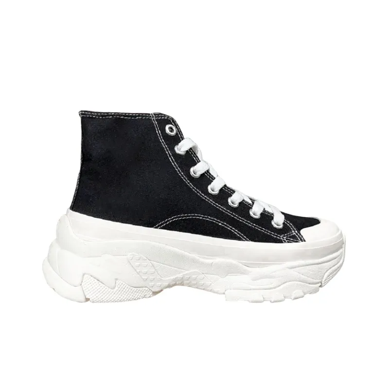 MLB Chunky High Canvas Shoes Unisex High Top Black-1