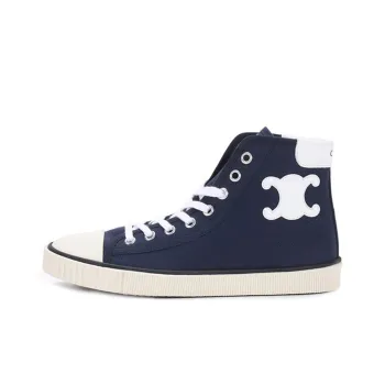 CELINE High Top Canvas Shoes Women's Marine Blue