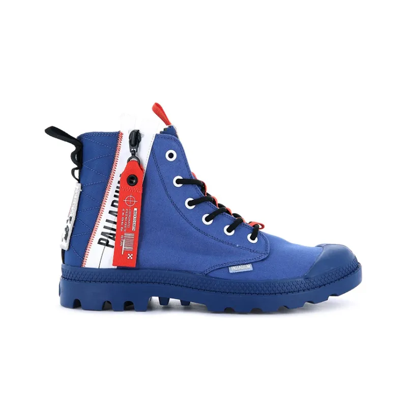 Palladium Pampa Hi Ticket To Earth Anti-Slip Wear-Resistant High-Top Canvas Shoes Unisex Blue-1