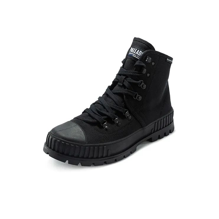 Palladium PALLASHOCK HKR HI Anti Slip Wear Resistant Breathable Height Increasing High Top Canvas Shoes Unisex Black-1