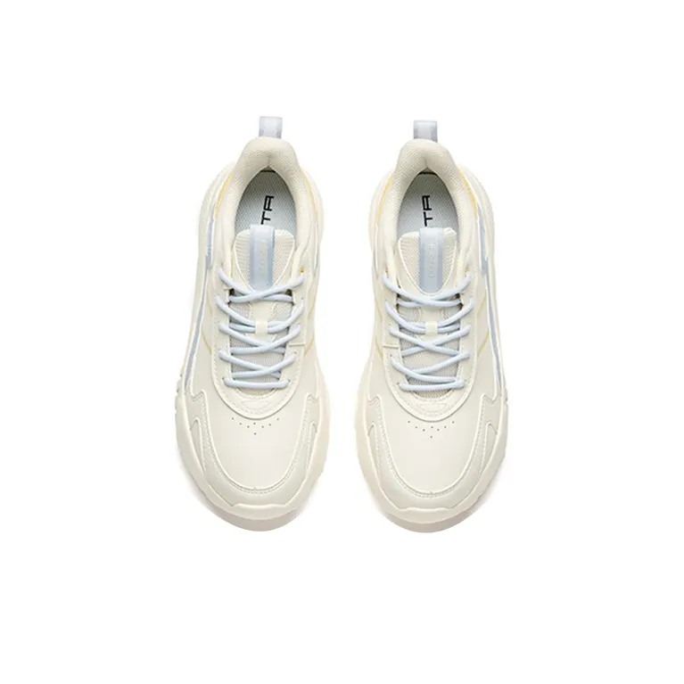 Anta Life Collection Anti Slip Wear Resistant Low Top Chunky Sneakers Women's White Blue Yellow-3