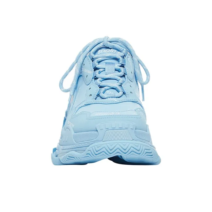 Balenciaga All Over Logo Triple S Blue Grey Women's-2