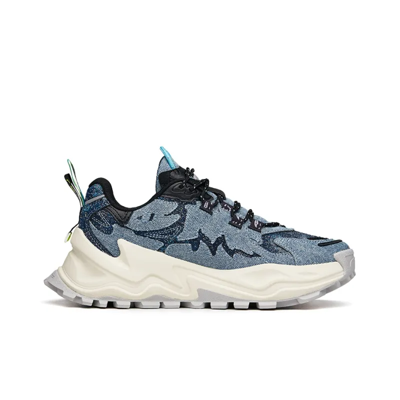 Anta Wear Resistant Slip Resistant Low Top Chunky Sneakers Men's Denim Blue-1