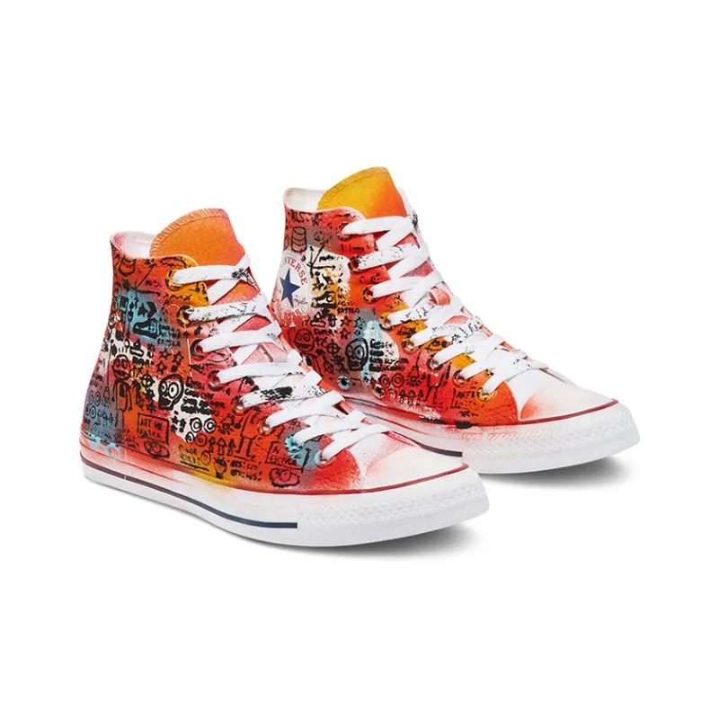 Converse Hand Painted Chuck Taylor All Star High Top Canvas Shoes Orange/Red-2