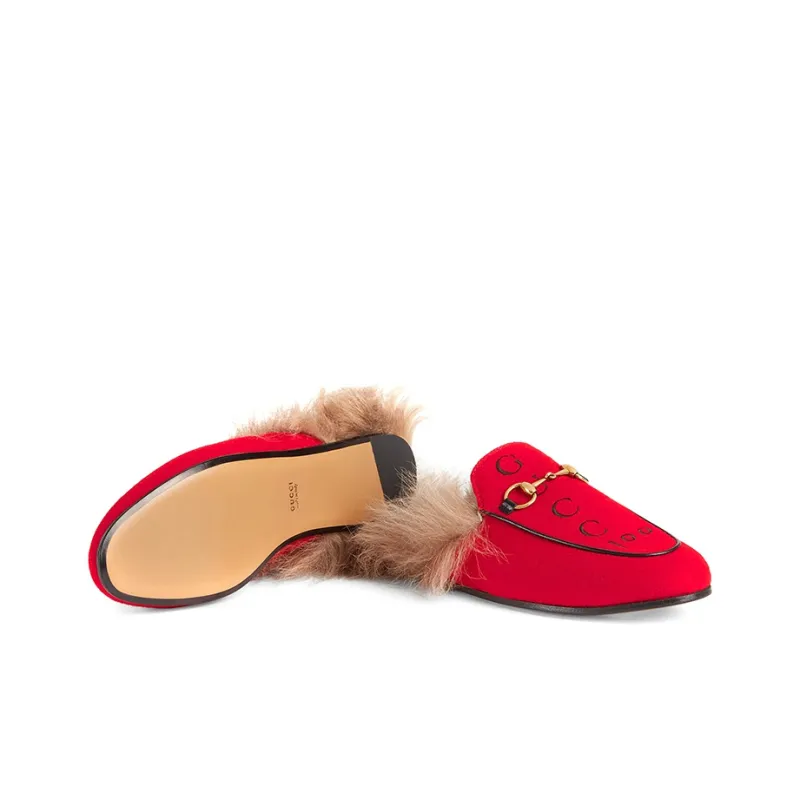 GUCCI 2015 Re Edition Princetown Closed Toe Slippers Women's Red-4