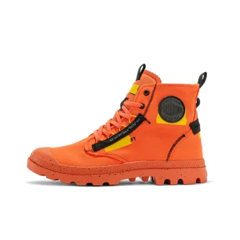 Palladium Pampa Anti Slip And Wear Resistant Breathable High Top Canvas Shoes Unisex Fire Orange