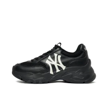 MLB Big Ball Chunky Mesh Cushioning Anti Slip Wear Resistant Breathability Low Top Chunky Sneakers Unisex Black