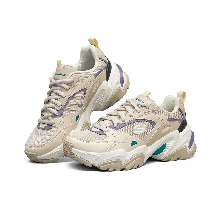 Skechers Stamina V2 Cushioning Breathable Low Top Chunky Sneakers Women's Natural Purple-2