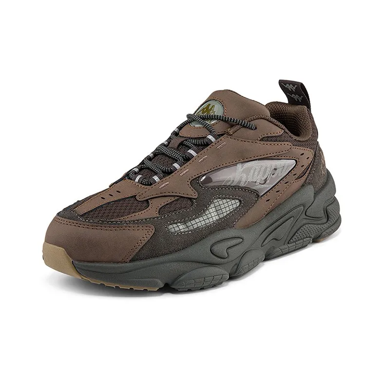 Kappa Height Increasing Cushioning Wear Resistant Slip Resistant Low Top Chunky Sneakers Unisex Dark Brown-1