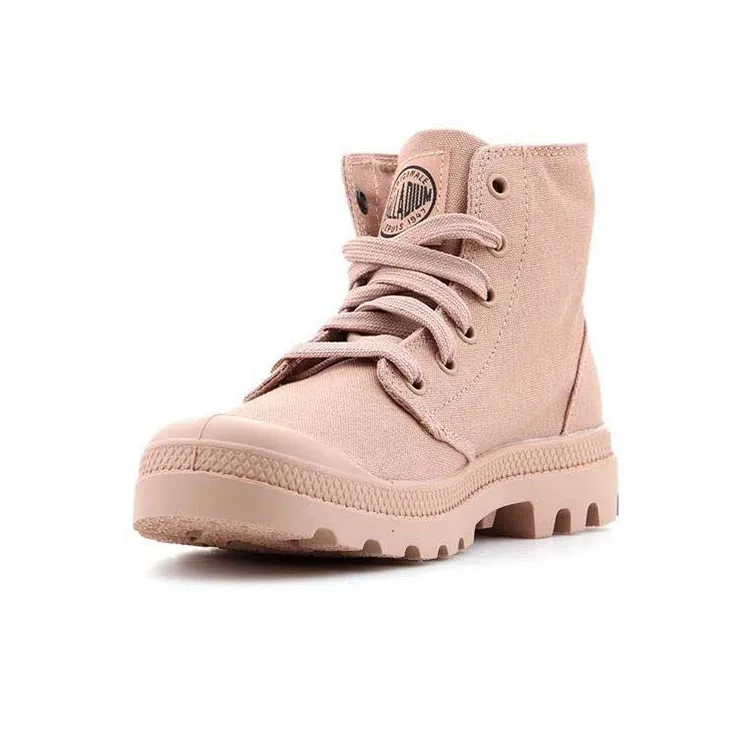 Palladium Mono Chrome Anti-Slip And Wear-Resistant Breathable High-Top Canvas Shoes Unisex Dusty Pink-2