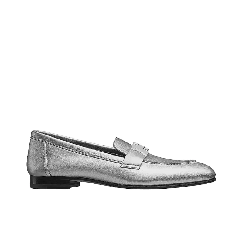 HERMES Paris Loafers Women's Silver-1