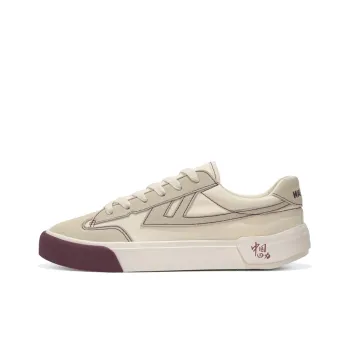 WARRIOR Canvas Shoes Unisex Low Top Beige/Burgundy