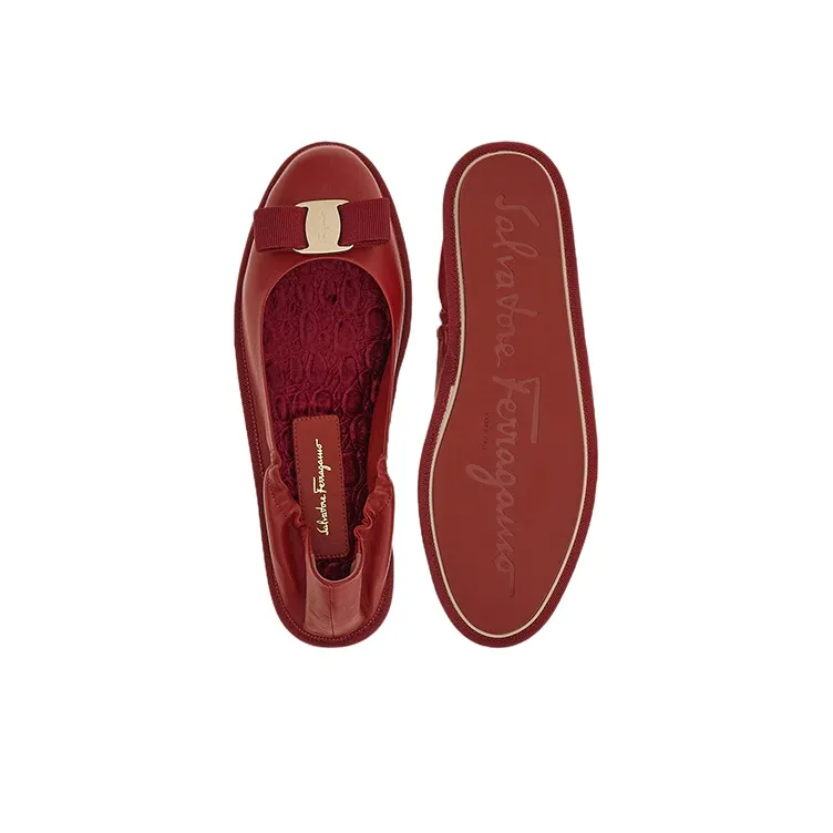 FERRAGAMO Varina Flat Shoes Women's Red-4