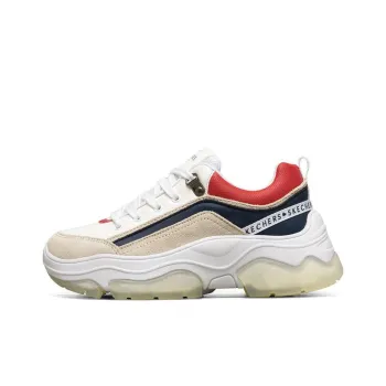 Skechers Street Amp'D Cushioning Anti-Slip And Wear-Resistant Low-Top Chunky Sneakers Women's White Blue Red