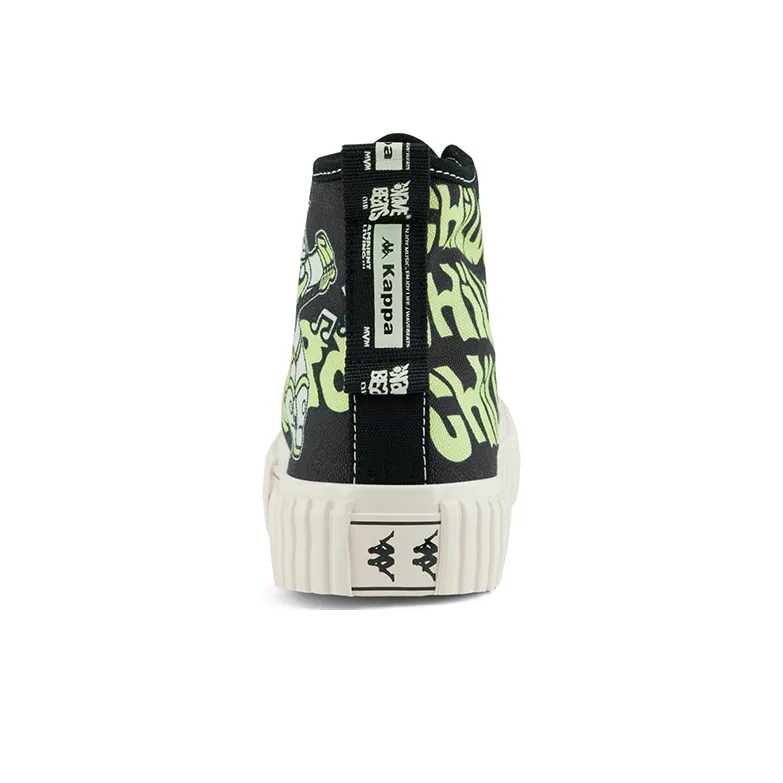 Kappa Wear Resistant High Top Canvas Shoes Unisex Black-5