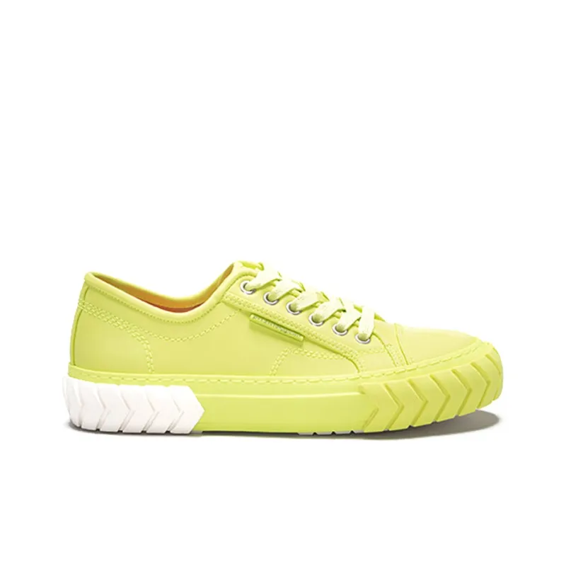 Both Tyres Low Top Canvas Shoes Unisex Neon Yellow-1