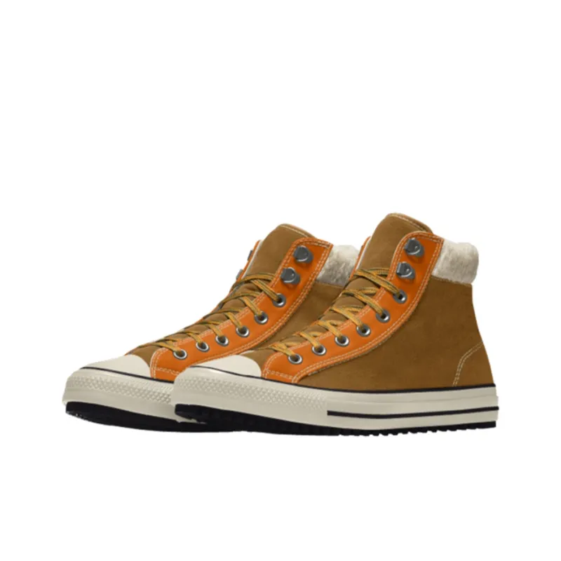 Converse Chuck Taylor All Star PC Suede Boot Anti-Slip Wear-Resistant High-Top Canvas Shoes Unisex Brown Yellow-2