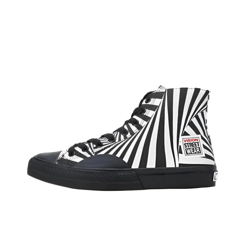 Vision Street Wear 80's Canvas Hi Anti Slip Wear Resistant High Top Canvas Shoes Unisex Black White-0
