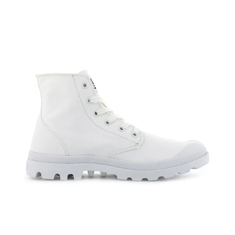 Palladium Mono Chrome Anti Slip Wear Resistant High Top Canvas Shoes Unisex White-1