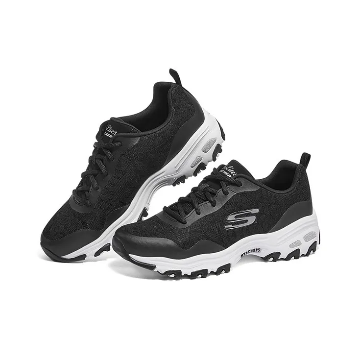 Skechers D'Lites 1.0 Low Dad Shoes Gs Black/White Women's-2
