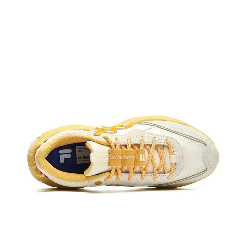 FILA FUSION Cheese Chunky Sneakers Women's Low Top Winter White/Gold Apricot Yellow-3