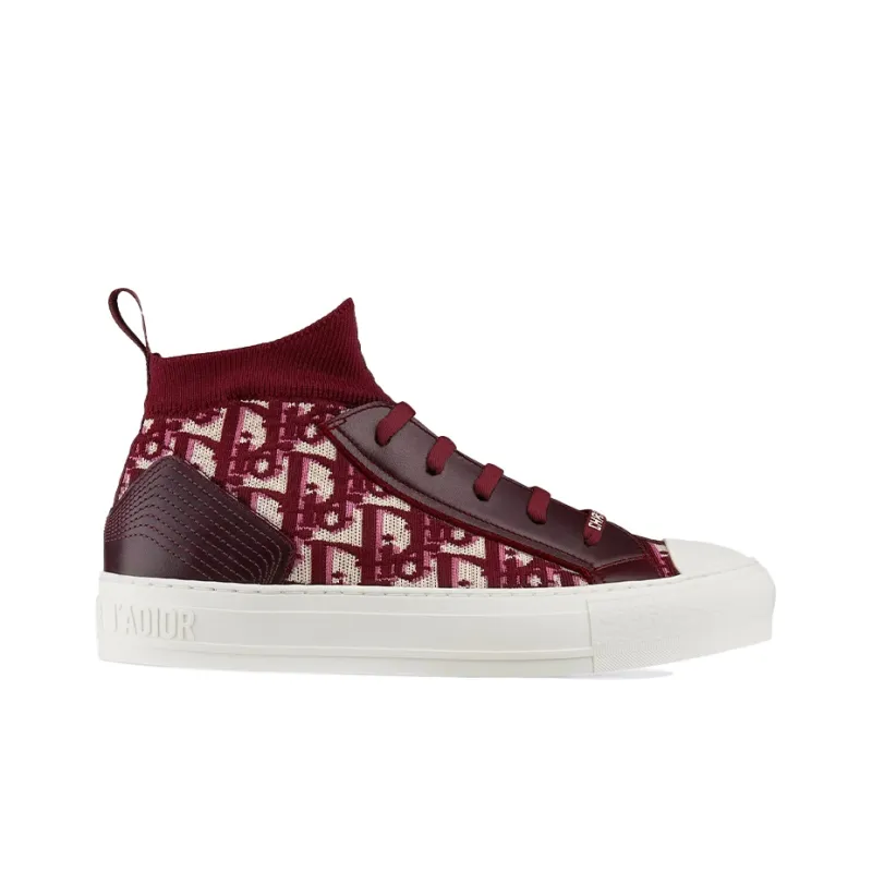 DIOR Walk'n'Dior Wear-Resistant High-Top Canvas Shoes Women's Red-1