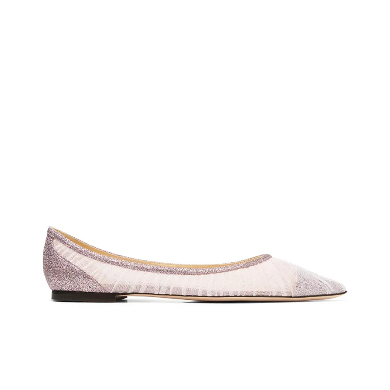 Jimmy Choo LOVE Flat Zhou Yangjie Flat Shoes Women's Soft Pink-1