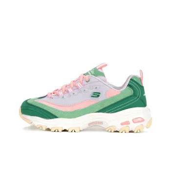 Skechers D'Lites 1.0 Chunky Shoes Green/Pink Women's