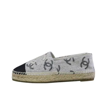 CHANEL Flat Shoes Women's Gray Black