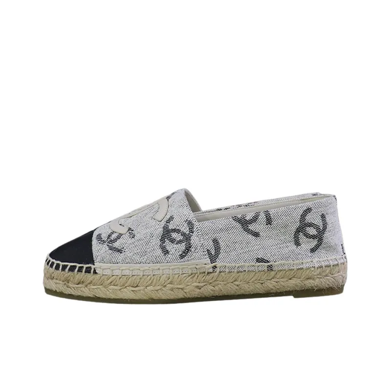 CHANEL Flat Shoes Women's Gray Black-0
