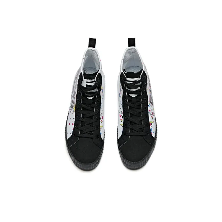 Anta Guangzhou City Flagship Wear-Resistant Wide Coverage Lightweight High-Top Canvas Shoes Men's Black White-2