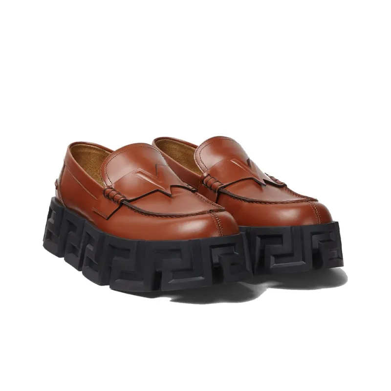 FANSIZHE Greca Labyrinth Casual Single Shoes Men's Brown-3