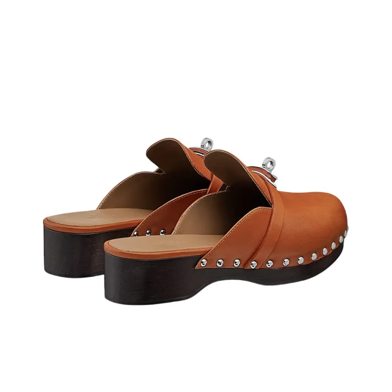 HERMES Carlotta Quiet Closed Toe Slippers Women's Brown-3