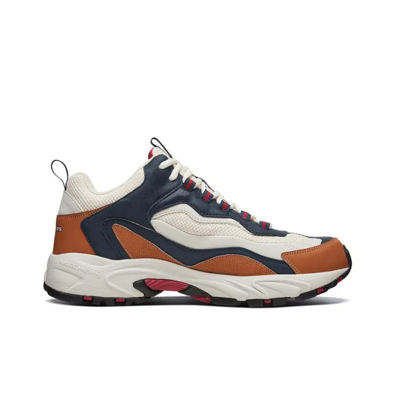 Skechers Stamina Cushioning Anti-Slip Wear-Resistant Breathability Low-Top Chunky Sneakers Men's Blue White Orange-1