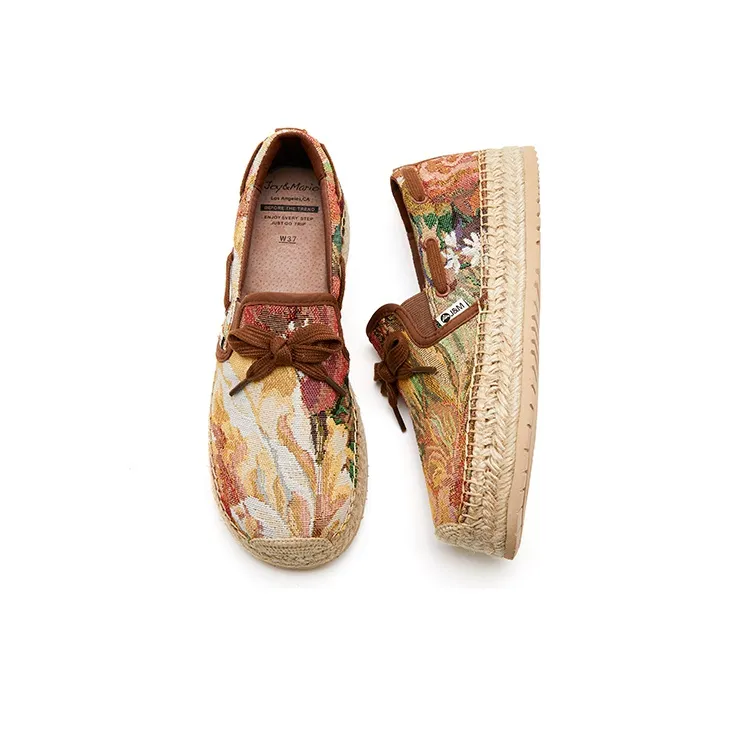 Joy&Mario Breathable Height Increasing Low Top Canvas Shoes Women's Brown-2