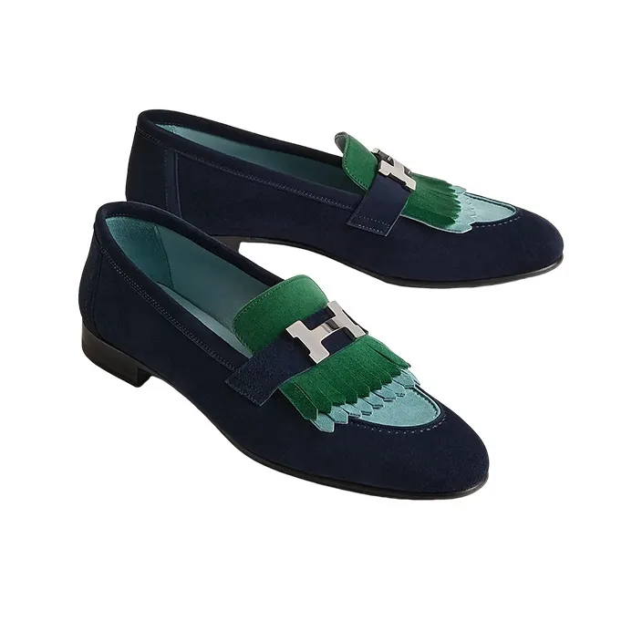 HERMES Royal Loafers Women's Marine Blue-3