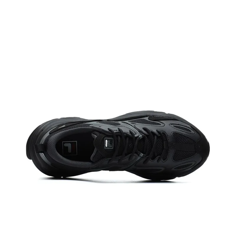 FILA Mars 2 Cushioning Anti Slip Wear Resistant Breathability Low Top Chunky Sneakers Men's Black Gray-3