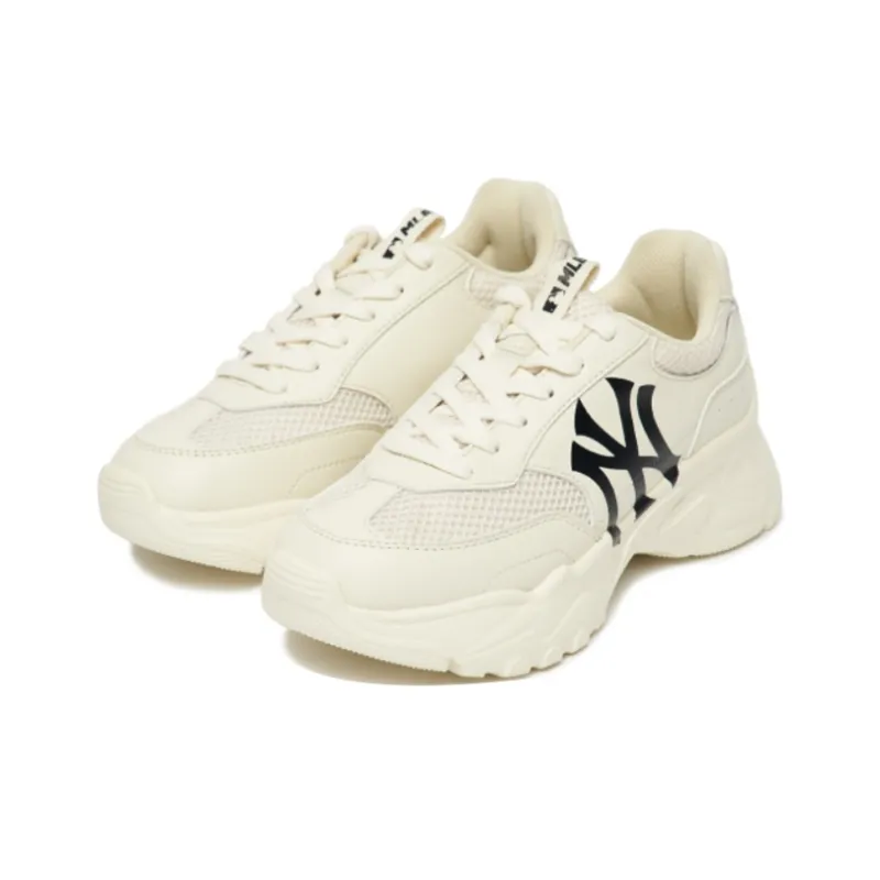 MLB Big Ball Chunky Mesh Cushioning Anti Slip Wear Resistant Breathability Low Top Chunky Sneakers Unisex White-2