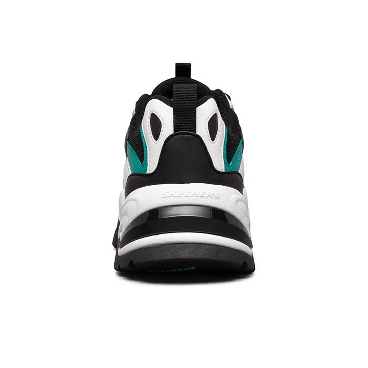Skechers Stamina V2 Cushioned Wear-Resistant Breathable Low-Top Chunky Sneakers Men's Black White Green Orange-3