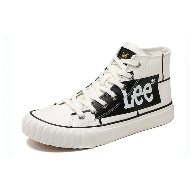 Lee Trendy Versatile Fashion Casual Lightweight And Breathable High Top Canvas Shoes Unisex White-2