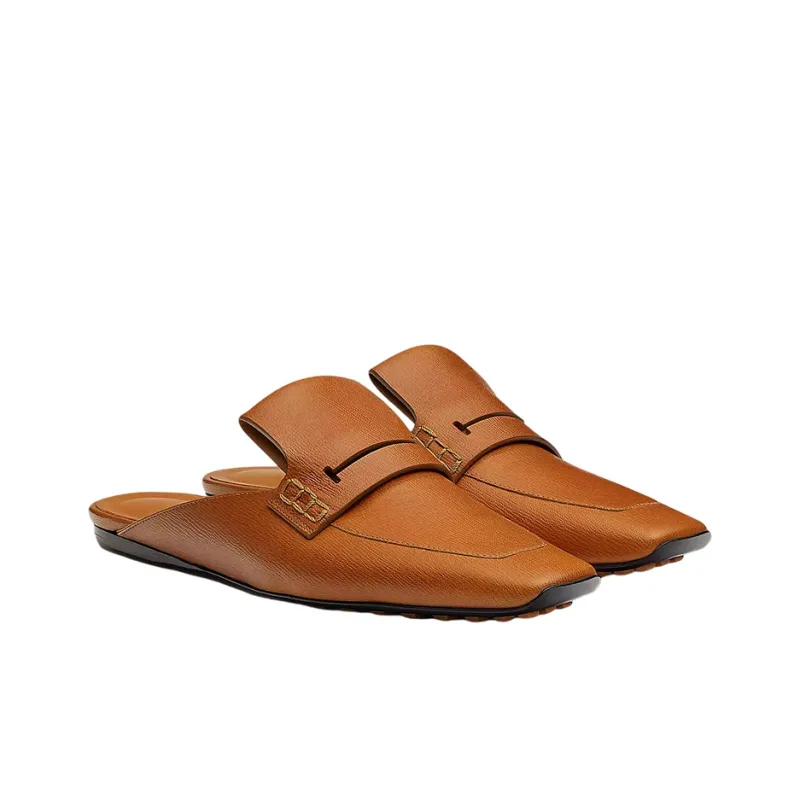 HERMES Flat Shoes Women's Brown-3