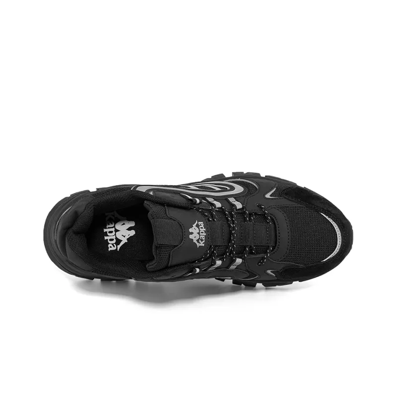 Kappa Abrasion Resistant Slip Resistant Low Top Chunky Sneakers Unisex Black Silver-4