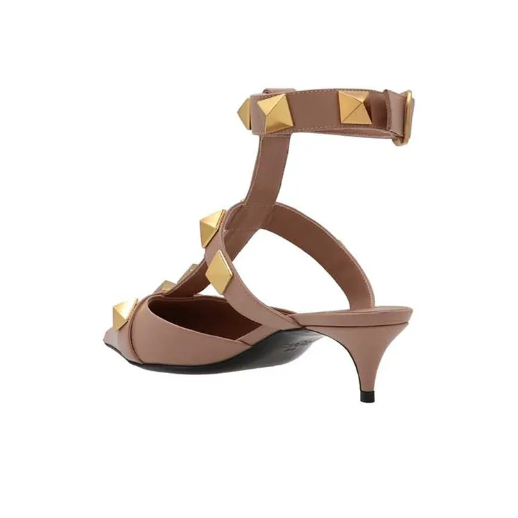 Valentino Roman Stud Casual Single Shoes Women's Light Brown-2