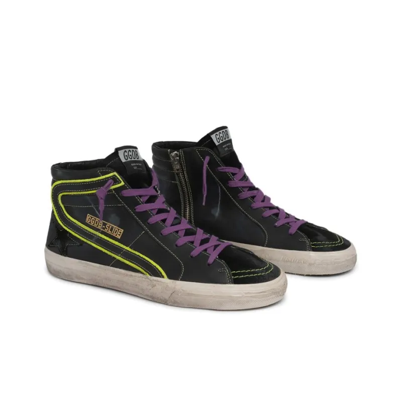 Golden Goose Slide Canvas Shoes Men High-Top Black-2